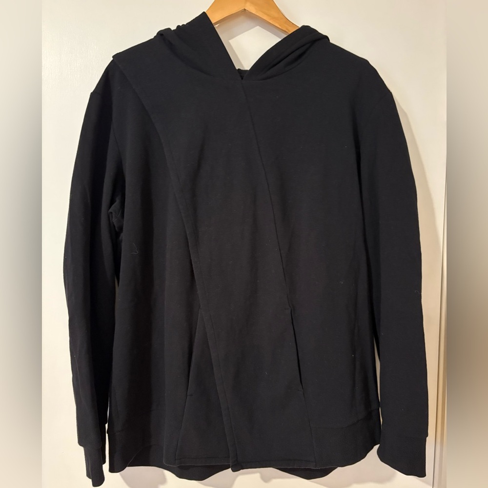 Lucy Black Hoodie Asymmetric Front Sweater